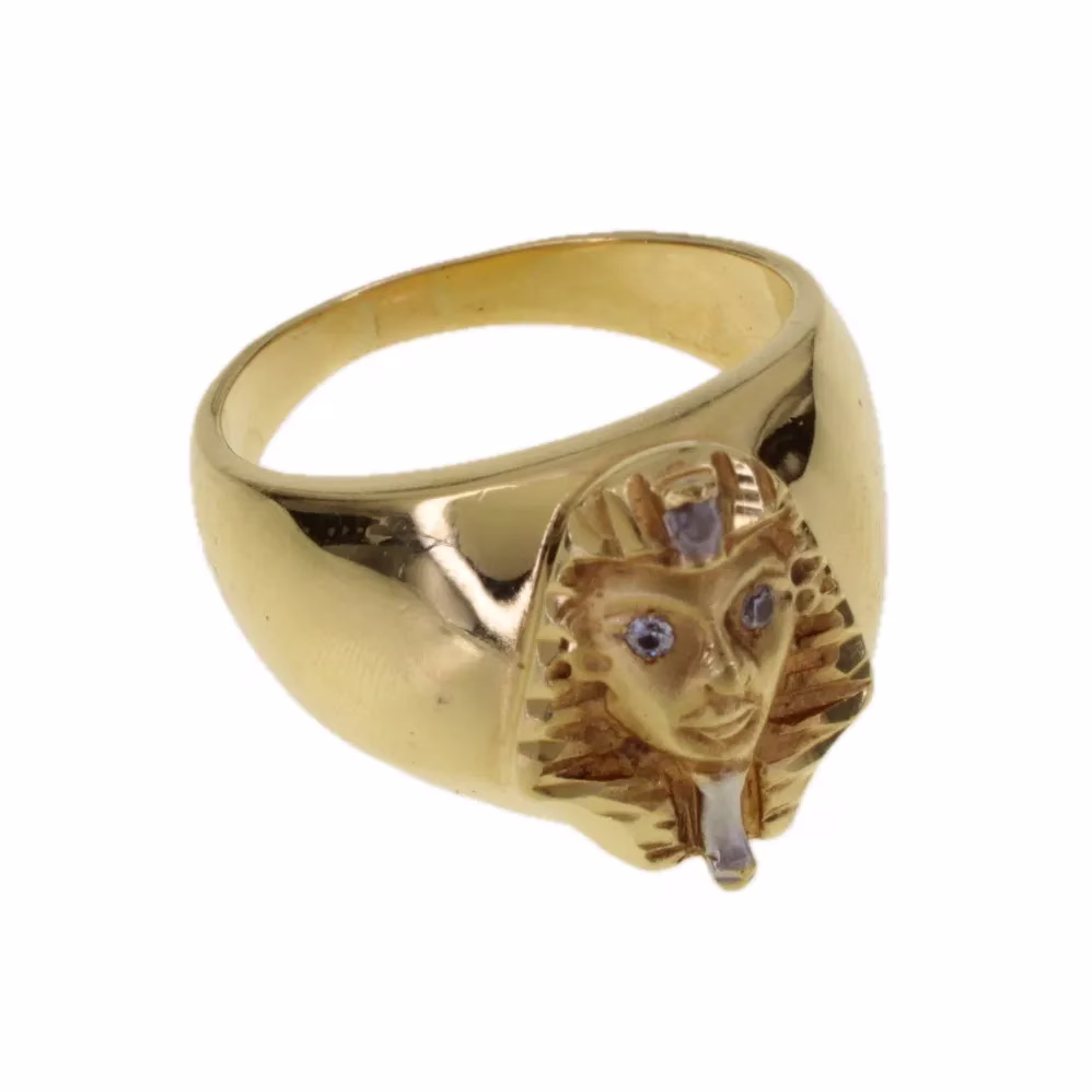 Anillo egipcio con circonitas en oro 18k · vista 2