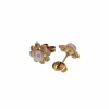 Floral earrings with zirconias and pearls in 18k gold · view 2