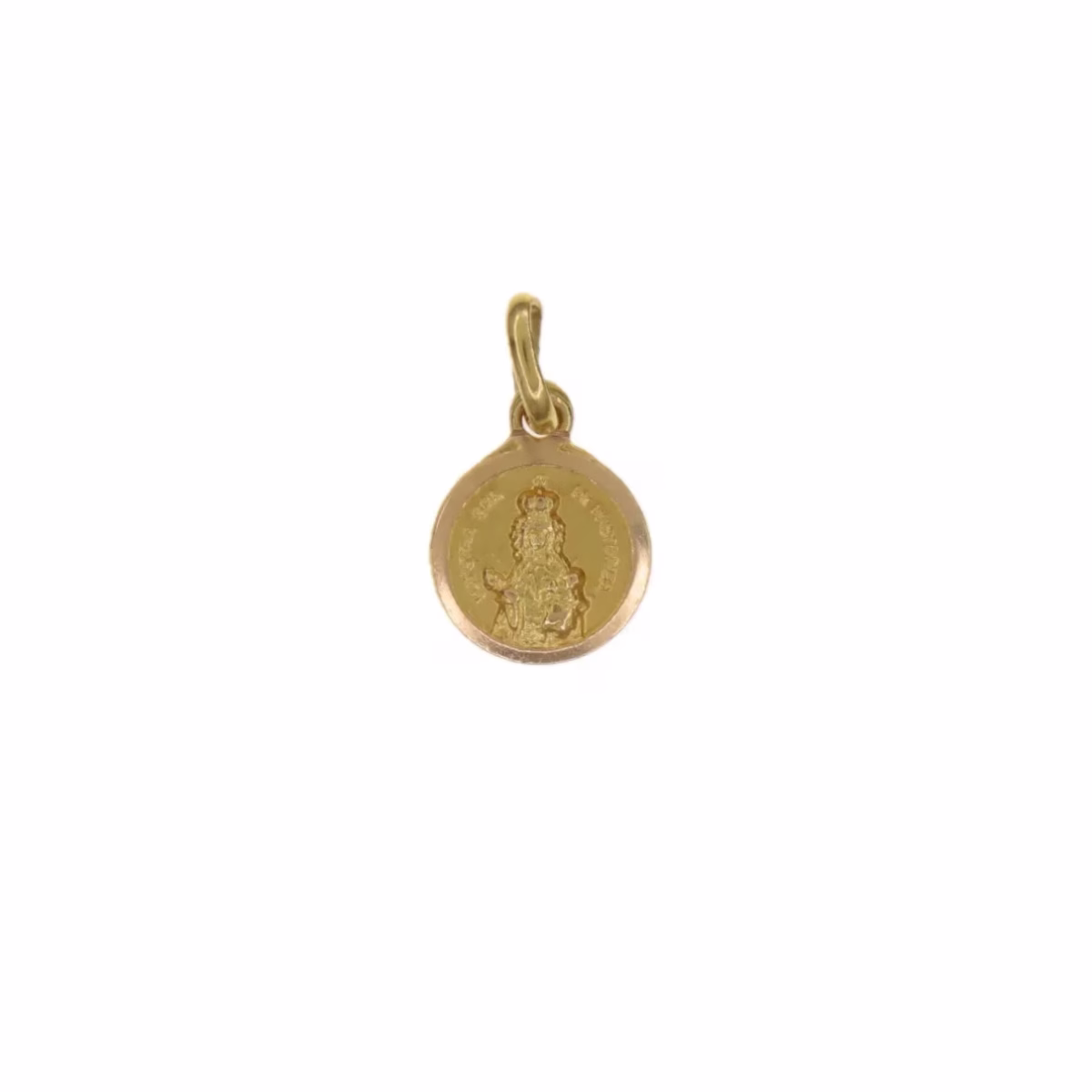 Lentil-type medal of Our Lady of Pastoriza in 18k gold · view 1