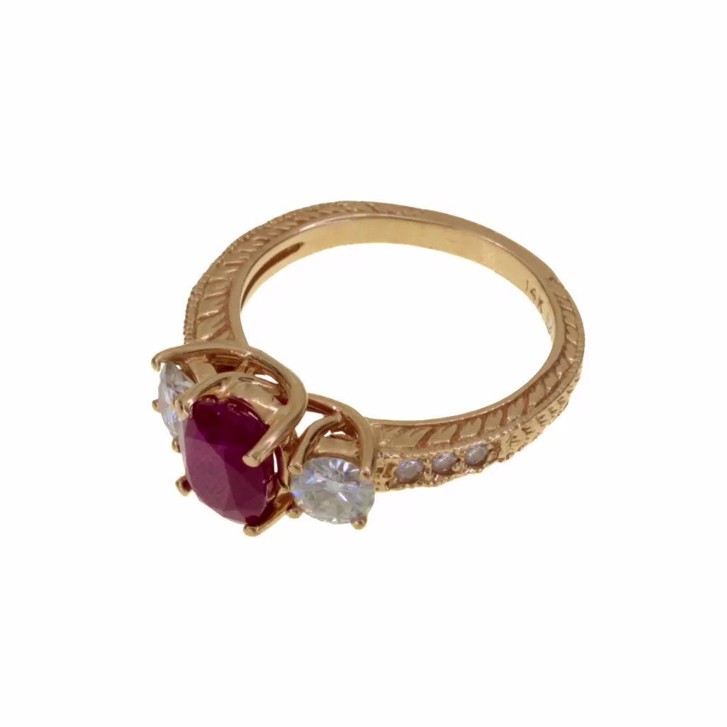 Sortija trilogía con Diamantes en oro 14k · vista 6