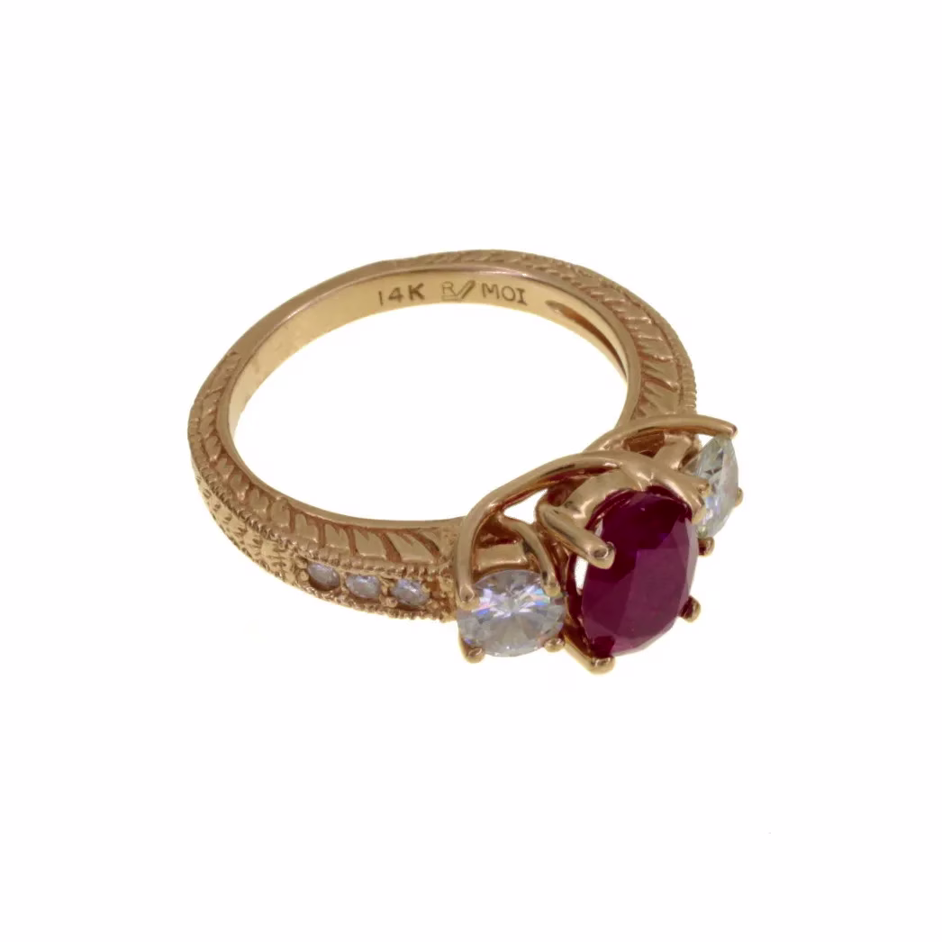 Sortija trilogía con Diamantes en oro 14k · vista 2