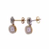 Pendientes "Tu y Yo" con perlas y circonitas en dos oros 18k · vista 3