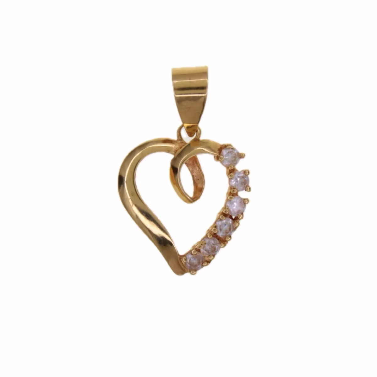 Colgante corazón con circonitas en oro 18k · vista 1