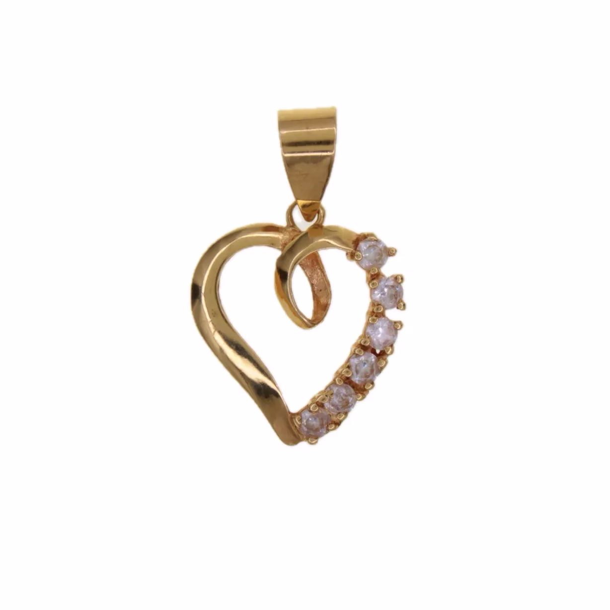 Colgante corazón con circonitas en oro 18k