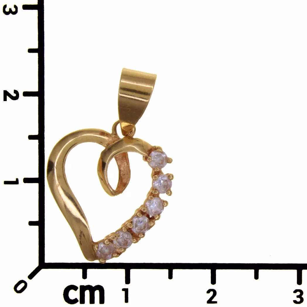 Colgante corazón con circonitas en oro 18k · vista 3