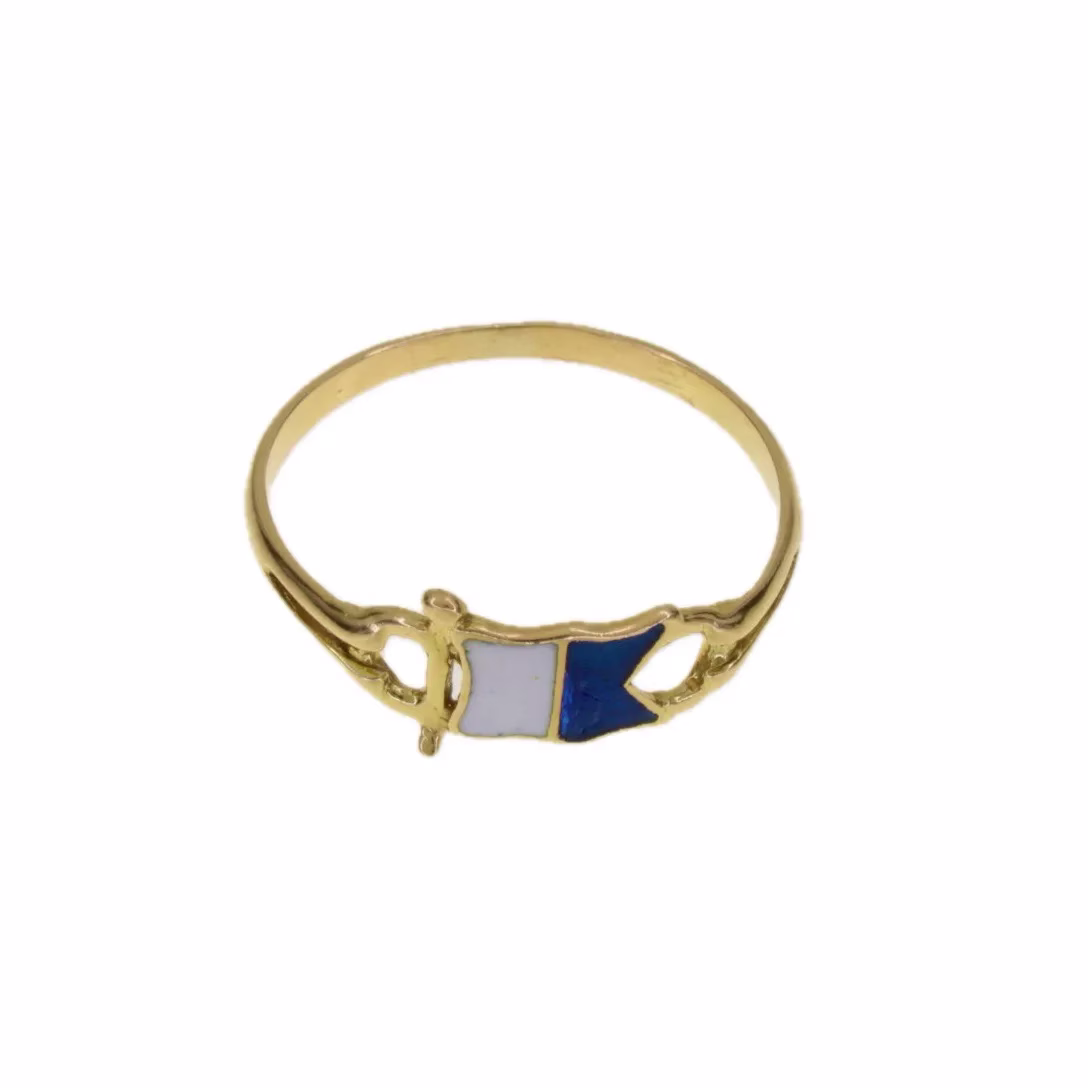 Sortija náutica "A" en oro 18k